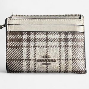 Coach MINI SKINNY ID CASE IN SIGNATURE CANVAS WITH HUNTING FISHING PLAID PRINT